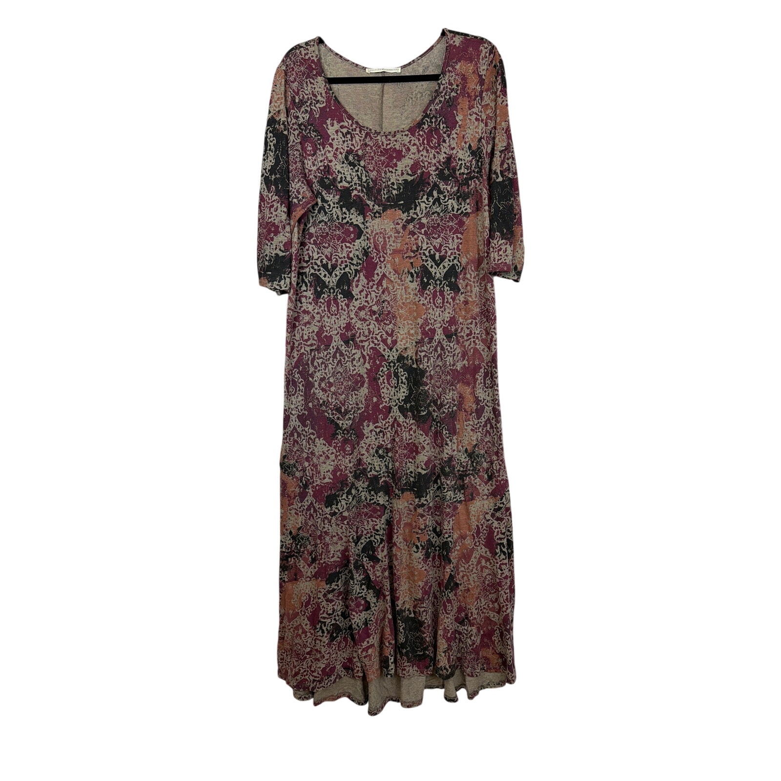 Vintage Peruvian Connection Multicolored Scoop Neck High Low Hem Dress Xl